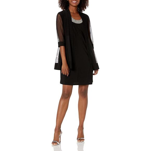 R & M Richards Women's 3/4 Sleeve Top Black Size 20W